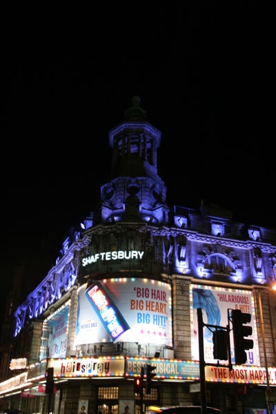 Theatre with Hairspray signage.